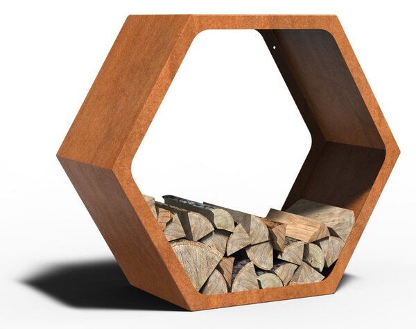 Cortenový modulárny drevník CELL 924 × 400 × 400 mm