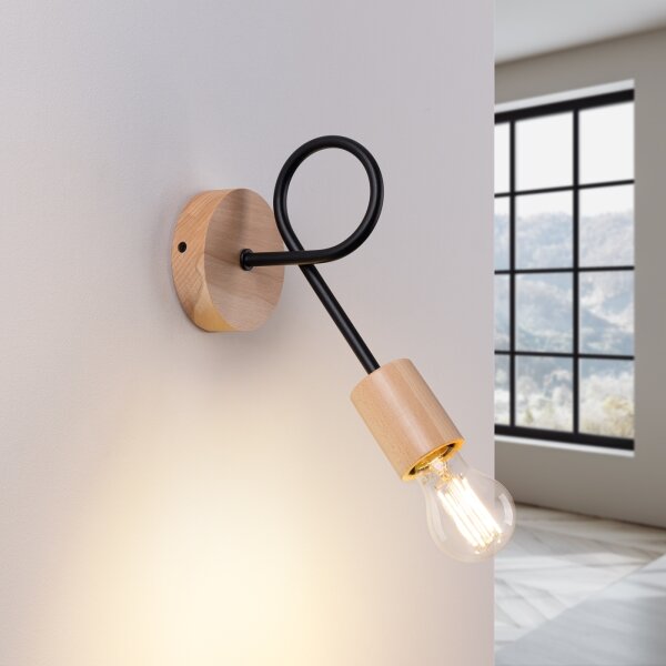 Sollux SL.1476 - Nástenná lampa EMBER 1xE27/15W/230V čierna/béžová/buk