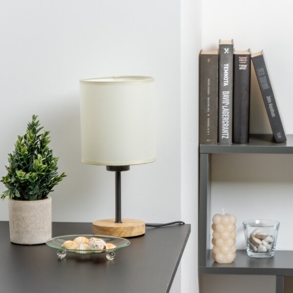 Brilagi - Stolná lampa NUBILA WOOD 1xE27/25W/230V dub/čierna/krémová