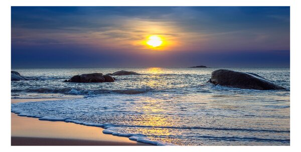 Foto obraz sklenený horizontálny Západ slnka mora