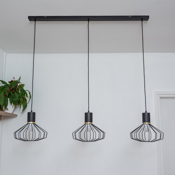 Luster na lanku SOLANO 3xE27/15W/230V čierna/zlatá