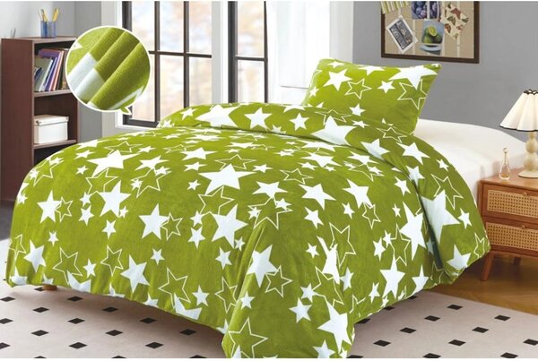 Mikroplyšové obliečky STAR zelené Rozmer obliečky: 70 x 90 cm | 140 x 200 cm