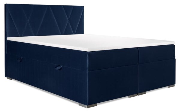 Čalúnená posteľ Kaya 160x200, modrá, vr. matraca, topperu a ÚP