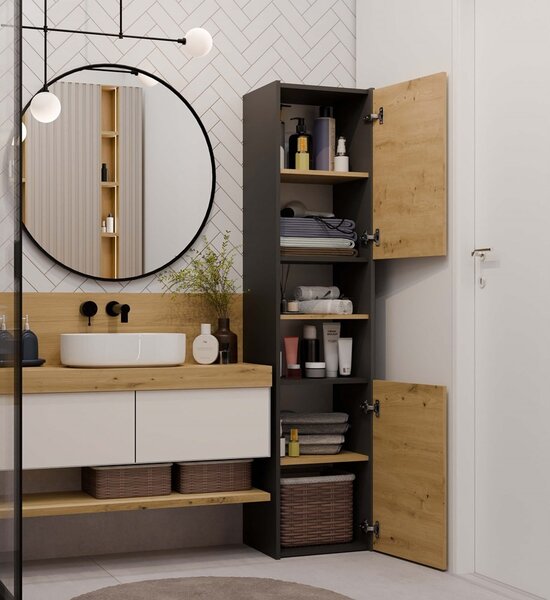 TP Living Kúpeľňová skrinka Lorada 40 antracit/dub artisan
