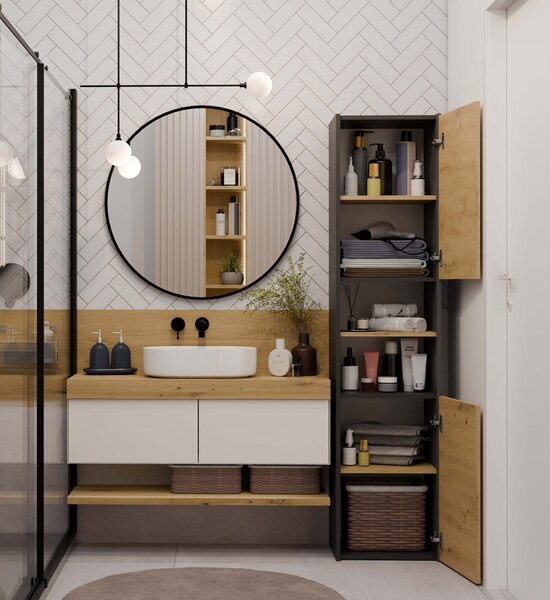 TP Living Kúpeľňová skrinka Lorada 40 antracit/dub artisan