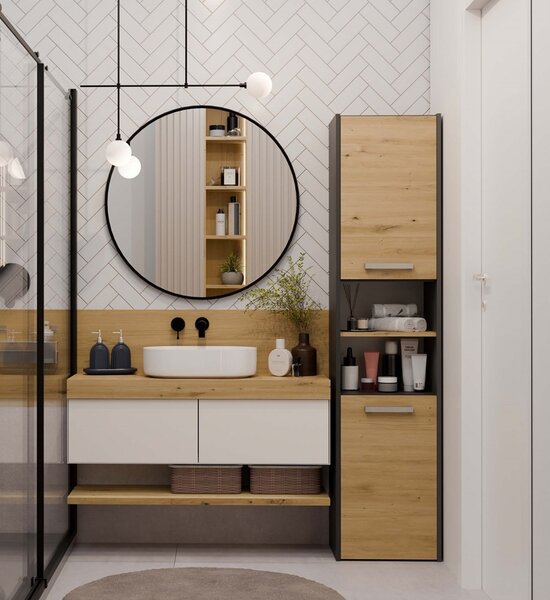TP Living Kúpeľňová skrinka Lorada 40 antracit/dub artisan