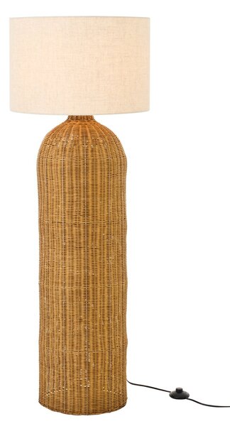 Stojacia lampa Cylinder s pleteným valcovým podstavcom a smotanovým tienidlom – L