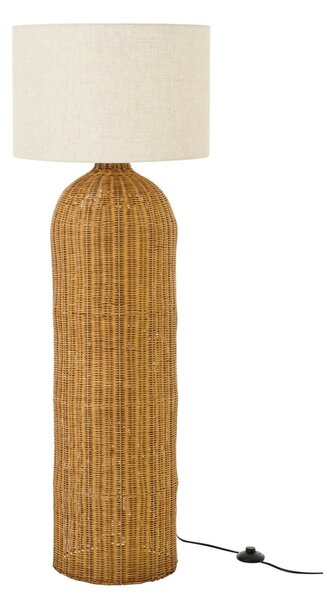 Stojacia lampa Cylinder s pleteným valcovým podstavcom a smotanovým tienidlom – L