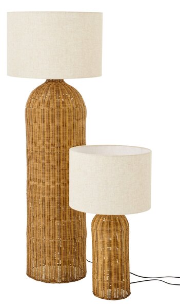 Stojacia lampa Cylinder s pleteným valcovým podstavcom a smotanovým tienidlom – L