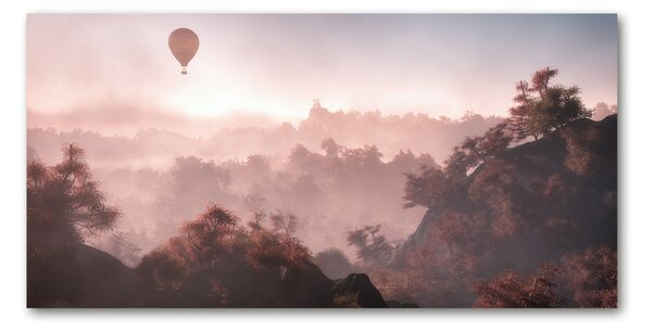 Foto obraz sklenený horizontálny Balon nad lesom