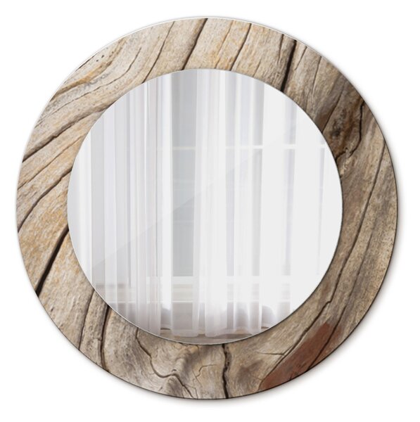 Okrúhle ozdobné zrkadlo Popraskané drevo