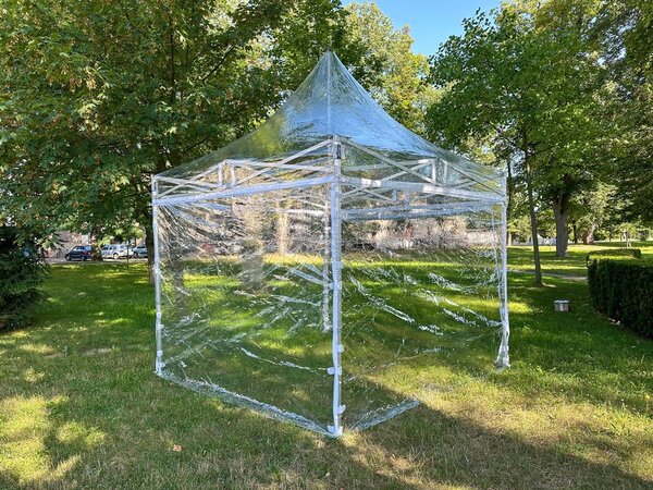Nožnicový párty stan 3x3 m TENTino BH TRANSPARENT EXTRA HIGH ROOF
