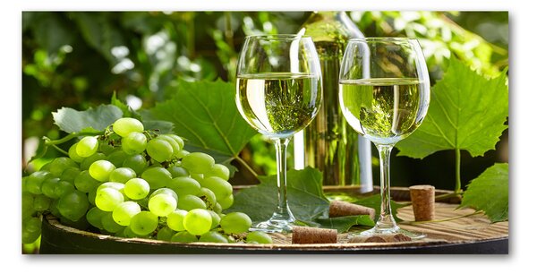 Foto obraz sklo tvrzené Biele víno a ovocie osh-87376150