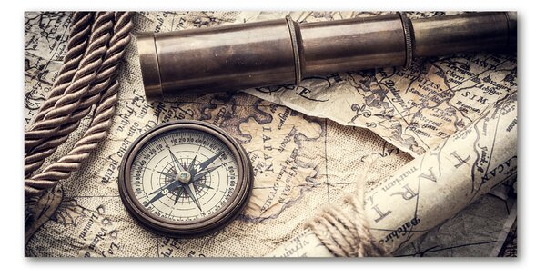 Foto-obraz fotografie na skle Kompas mapa lupa osh-90680388
