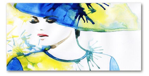 Moderný sklenený obraz z fotografie Žena s klobúkom