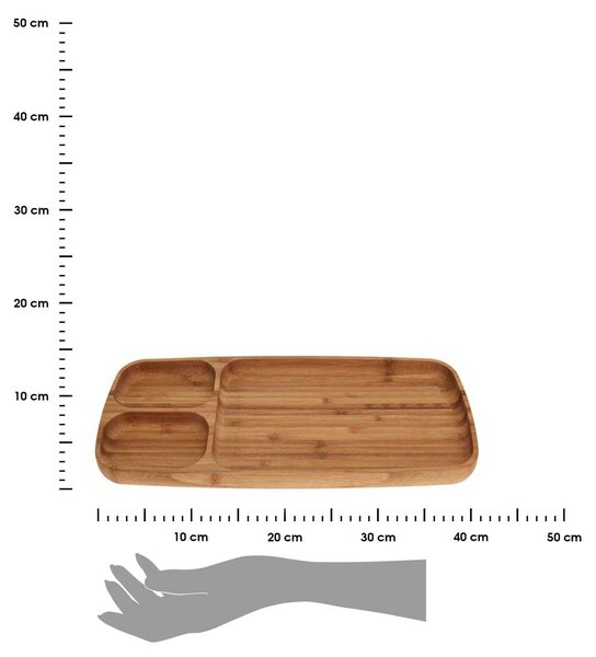 Drevený servírovací podnos Triple, 39x16x2 cm