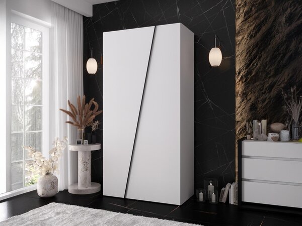 Mirjan24 Moderná skriňa Grelipt 100 cm, Farby: biela / biela + čierna 5903211531712