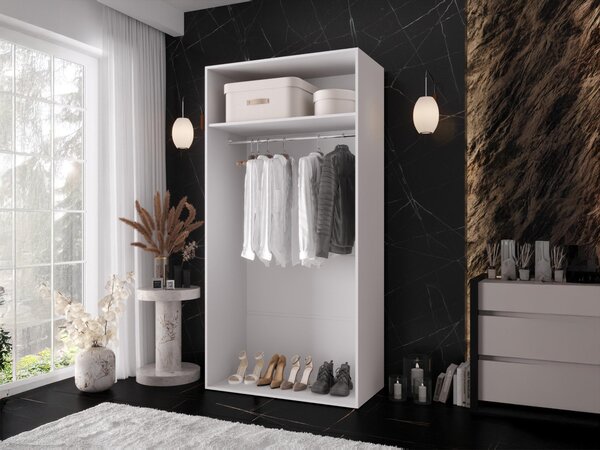 Mirjan24 Moderná skriňa Grelipt 100 cm, Farby: biela / biela + čierna 5903211531712