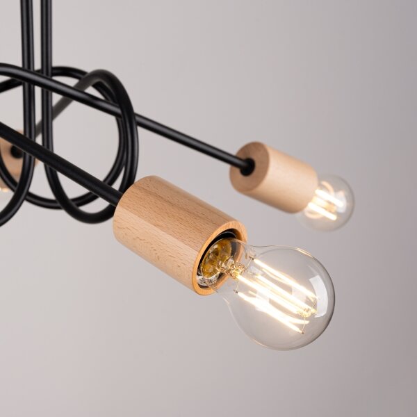 Sollux SL.1478 - Prisadený luster EMBER 5xE27/15W/230V čierna/béžová/buk