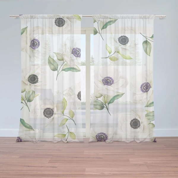 Sablio Záclony Biele sasanky: 2ks 150x250cm
