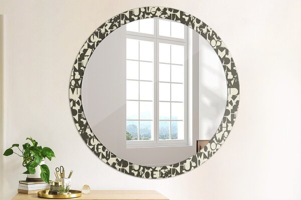 Okrúhle ozdobné zrkadlo Abstraktná typografia