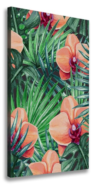 Vertikálny foto obraz na plátne Orchidea a palmy