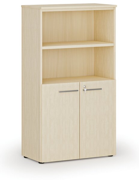 Kombinovaná kancelárska skriňa PRIMO WOOD, dvere na 2 poschodia, 800 x 420 x 1434 mm, breza