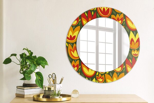 Zrkadlomat.sk Retro tulipány Retro tulipány Okrúhle dekoračné zrkadlo na stenu lsdo-00159