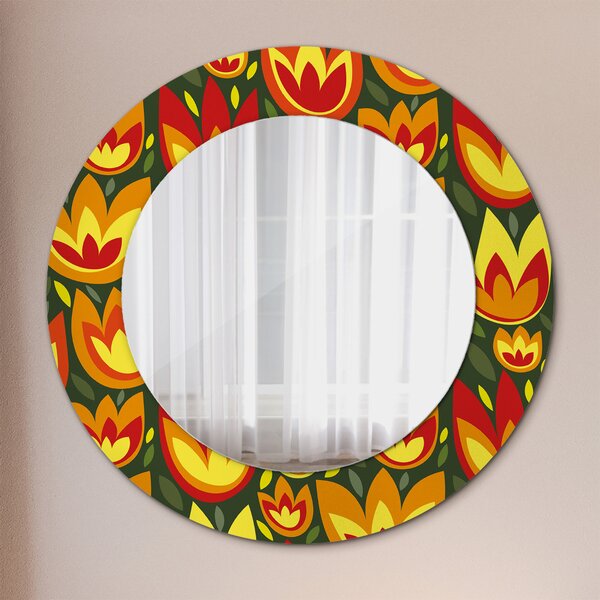 Zrkadlomat.sk Retro tulipány Retro tulipány Okrúhle dekoračné zrkadlo na stenu lsdo-00159