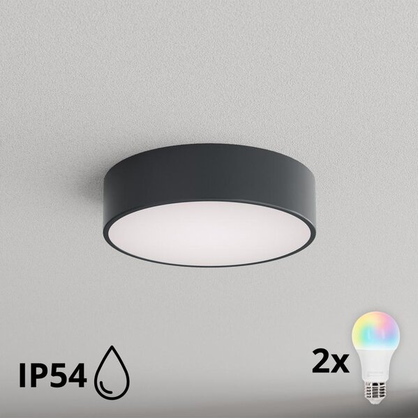 BRILAGI - LED RGBW Kúpeľňové stropné svietidlo CLARE 2xE27/12W/230V pr. 30 cm antracit IP54