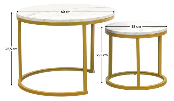 NovýNábytok.sk Set 2 ks. konferenčných stolíkov Dama (mramor + zlatá). Vlastná spoľahlivá doprava až k Vám domov. 1137649