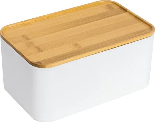 Goodhome Kozmetický organizér s bambusovými priehradkami a vekom, SENBOO 24x15x11