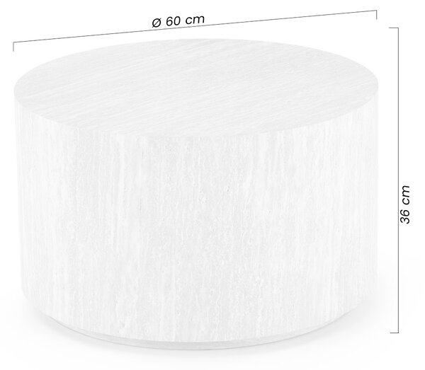 Kombinácia okrúhlych konferenčných stolíkov Novula 60 a 45 cm - travertín