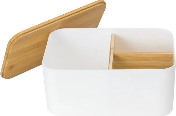 Goodhome Kozmetický organizér s bambusovými priehradkami a vekom, SENBOO 24x15x11