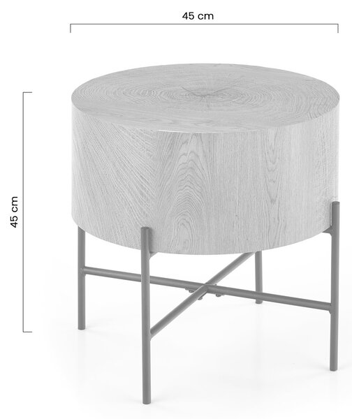 Okrúhly konferenčný stolík Liviano - 45 cm s kovovými nohami - prírodný dub / čierny
