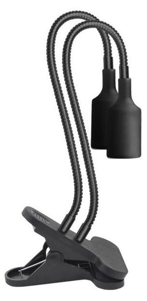 Flexibilná stolná lampa s klipom PLANTY 2xE27/30W/230V čierna
