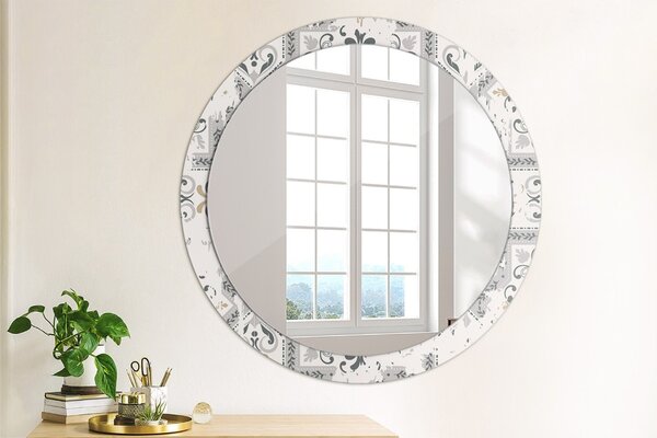 Okrúhle ozdobné zrkadlo na stenu Retro dlaždice