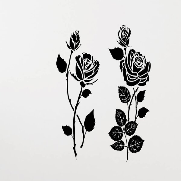 Veselá Stena Samolepka na stenu Dve ruže Farba: čierna