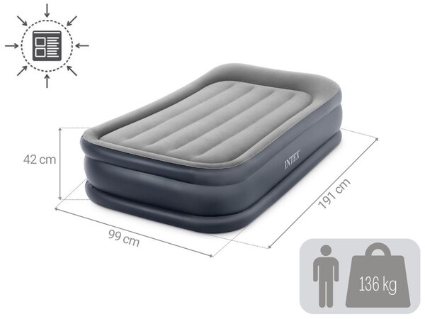 INTEX Nafukovací matrac pre jednu osobu s integrovanou elektrickou pumpou INTEX 64132