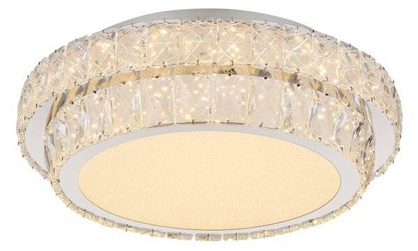 GLOBO 68157-38 KLARA stropné svietidlo D400mm LED 38W 5033/2818lm 2700-6000K chrómová, krištáľový efekt, diaľkový ovládač