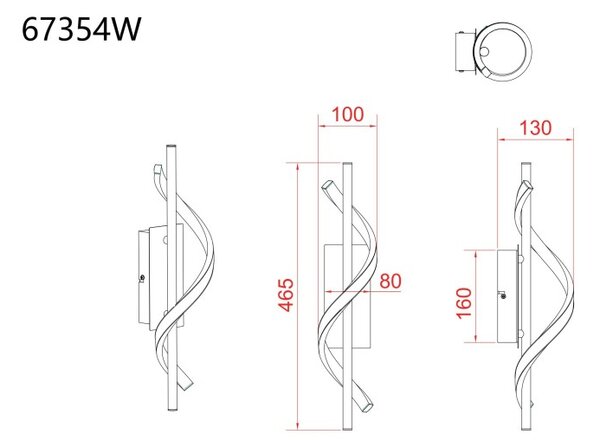 GLOBO 67354W WATKINS nástenné svietidlo LED 12,5W 1380/600lm 3000K čierna, imitácia dreva