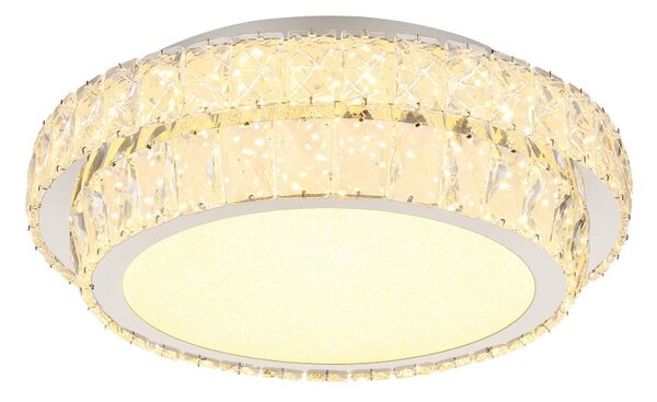 GLOBO 68157-38 KLARA stropné svietidlo D400mm LED 38W 5033/2818lm 2700-6000K chrómová, krištáľový efekt, diaľkový ovládač