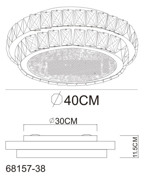 GLOBO 68157-38 KLARA stropné svietidlo D400mm LED 38W 5033/2818lm 2700-6000K chrómová, krištáľový efekt, diaľkový ovládač