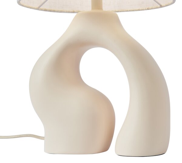 Japandi stolná lampa béžová s ľanovým tienidlom - Dahlia
