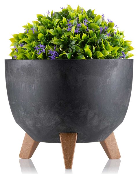 PLASTOVÝ KVETINÁČ ROSA ECO 18X29 CM IMITÁCIA BETÓNU ČIERNA