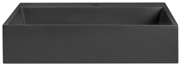 Nástenné závesné kúpeľňové umývadlo matná čierna minerálny odliatok 50 x 38 cm obdĺžnikové