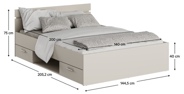 NovýNábytok.sk Manželská posteľ 140 cm Michigin (kašmír) (bez matraca a roštu). Vlastná spoľahlivá doprava až k Vám domov. 1137789