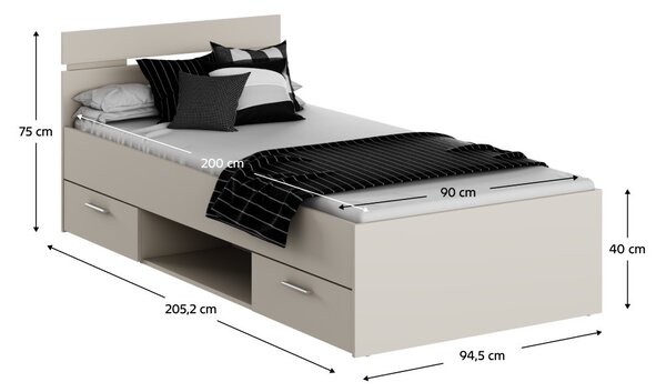 NovýNábytok.sk Jednolôžková posteľ 90 cm Michigin (kašmír) (bez matraca a roštu). Vlastná spoľahlivá doprava až k Vám domov. 1137788