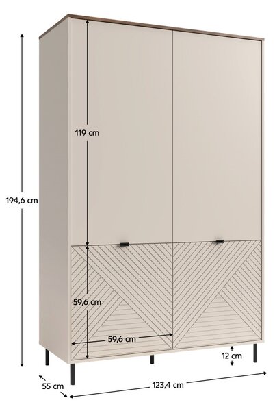 NovýNábytok.sk Šatníková skriňa Explicaba 4D (kašmír + dub castello). Vlastná spoľahlivá doprava až k Vám domov. 1137799