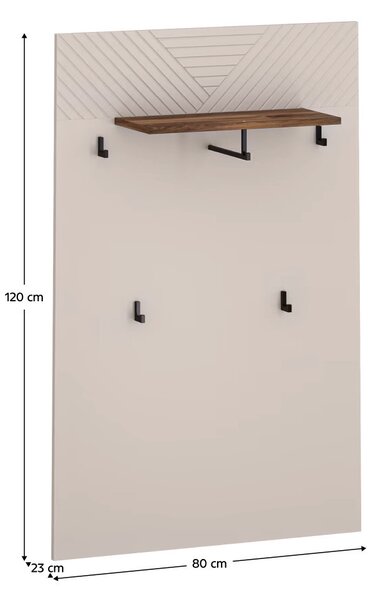 NovýNábytok.sk Vešiakový panel 80 cm Explicaba (kašmír + dub castello). Vlastná spoľahlivá doprava až k Vám domov. 1137793